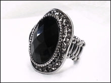 Load image into Gallery viewer, Black Crystal Stretch Ring - Whitehot Jewellery - 1