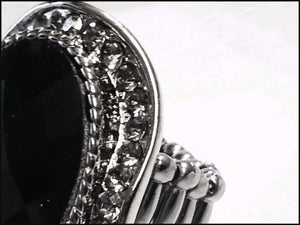 Black Crystal Stretch Ring - Whitehot Jewellery - 2