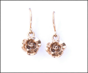 Gold Rose Drop Earrings - Whitehot Jewellery - 1