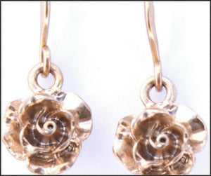 Gold Rose Drop Earrings - Whitehot Jewellery - 2