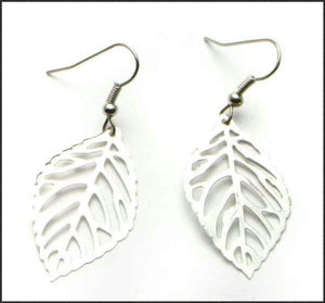 Silver Leaf Earrings - Whitehot Jewellery - 1