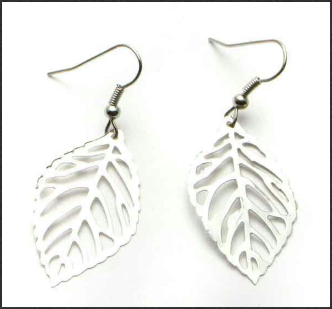 Silver Leaf Earrings - Whitehot Jewellery - 1