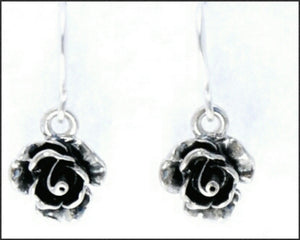 Silver Rose Drop Earrings - Whitehot Jewellery - 2