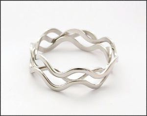 Silver Wave Bangle - Whitehot Jewellery - 1