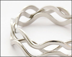 Silver Wave Bangle - Whitehot Jewellery - 2