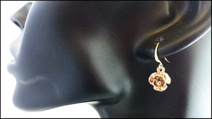 Gold Rose Drop Earrings - Whitehot Jewellery - 3