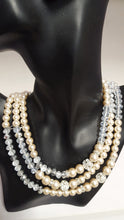 Load image into Gallery viewer, 3 Strand Pearl &amp; Crystal Necklace - Whitehot Jewellery - 2
