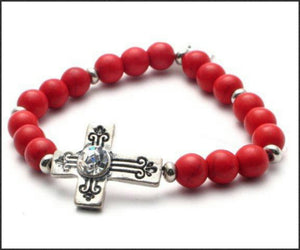 Antique Cross (Red) Bracelet - Whitehot Jewellery - 1