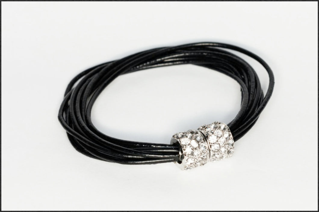 Leather Bracelet/Black - Whitehot Jewellery - 1