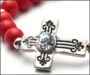 Antique Cross (Red) Bracelet - Whitehot Jewellery - 2