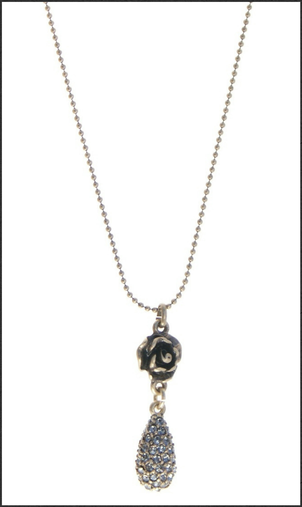 Bronze Rose w Teardrop Necklace - Whitehot Jewellery - 1