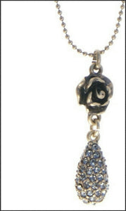 Bronze Rose w Teardrop Necklace - Whitehot Jewellery - 2