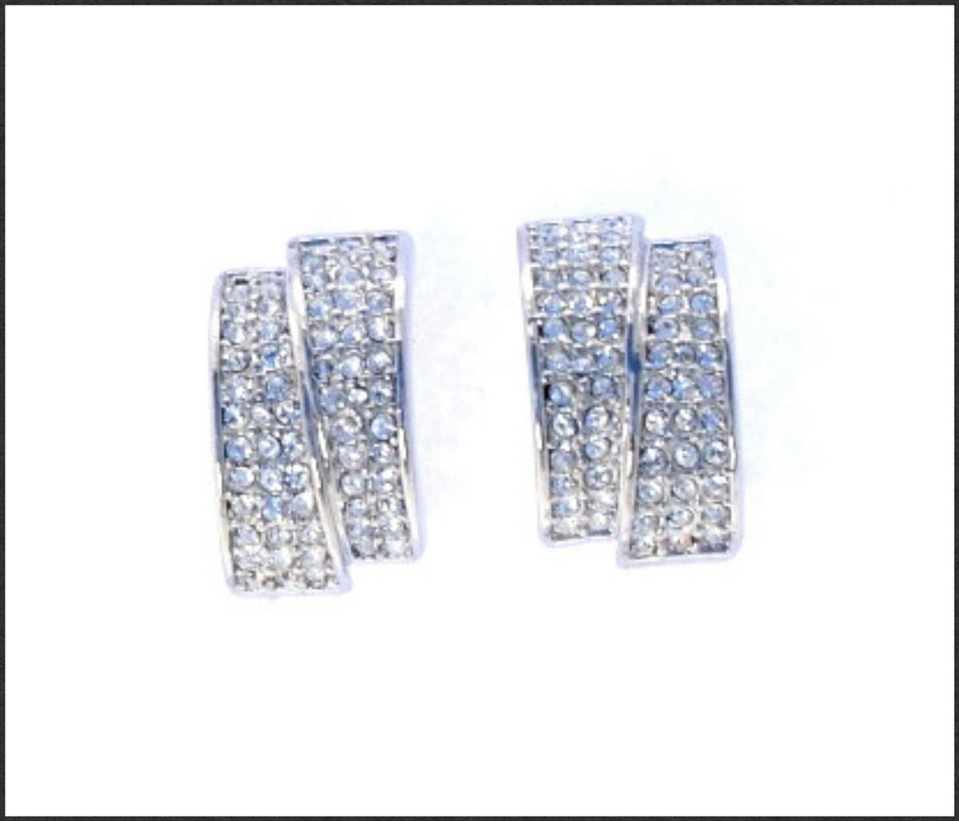 Pave Double Hoop Earrings - Whitehot Jewellery - 1
