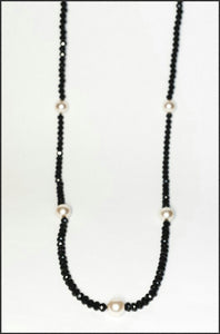 Pearl & Black Crystal Necklace - Whitehot Jewellery - 1