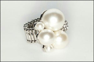 Pearl & Crystal Ring - Whitehot Jewellery - 1
