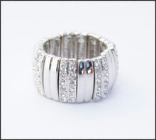 Load image into Gallery viewer, Silver Crystal Stretch Ring - Whitehot Jewellery - 1