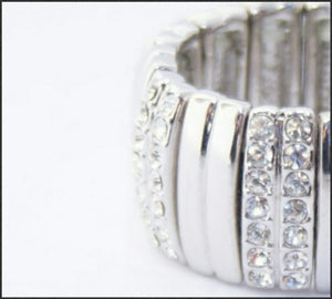 Silver Crystal Stretch Ring - Whitehot Jewellery - 2