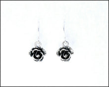 Load image into Gallery viewer, Silver Rose Drop Earrings - Whitehot Jewellery - 1