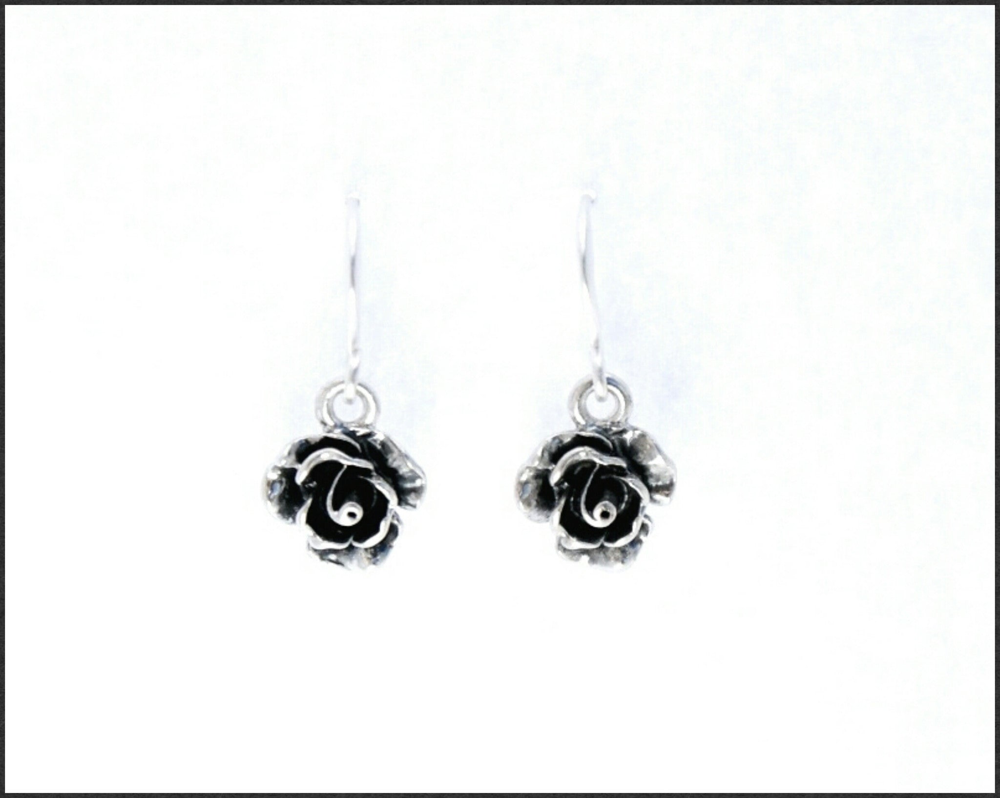 Silver Rose Drop Earrings – Whitehot Jewellery - Main Image