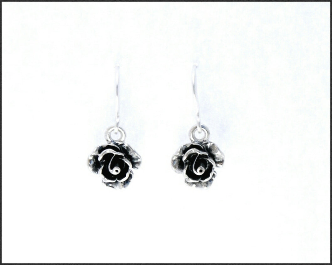 Silver Rose Drop Earrings - Whitehot Jewellery - 1