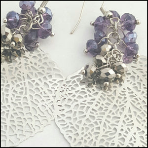 Silver Leaf & Crystal Earrings - Whitehot Jewellery - 2
