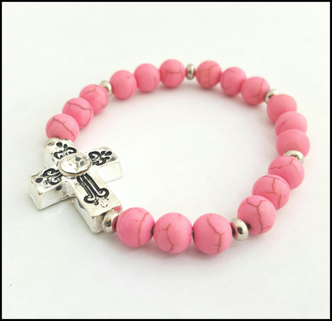 Antique Cross ( Candyfloss) Bracelet - Whitehot Jewellery - 1