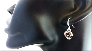 Silver Rose Drop Earrings - Whitehot Jewellery - 3
