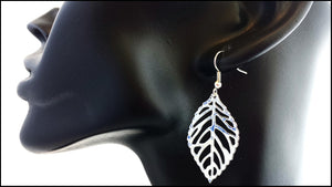 Silver Leaf Earrings - Whitehot Jewellery - 3
